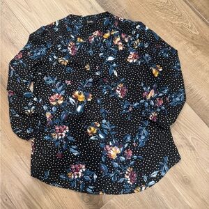 by & by - Black Floral Polka Dot Blouse